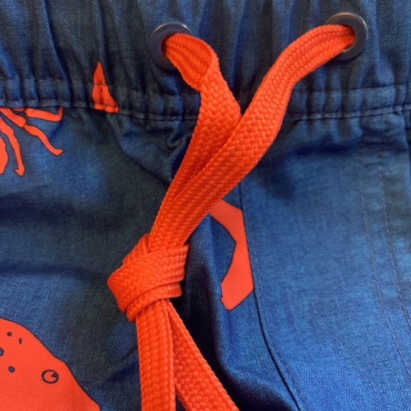 Old Navy Ocean Swim Trunks Size XL Tall 6" Pockets Blue Orange Fish Brief NWT - Picture 3 of 12